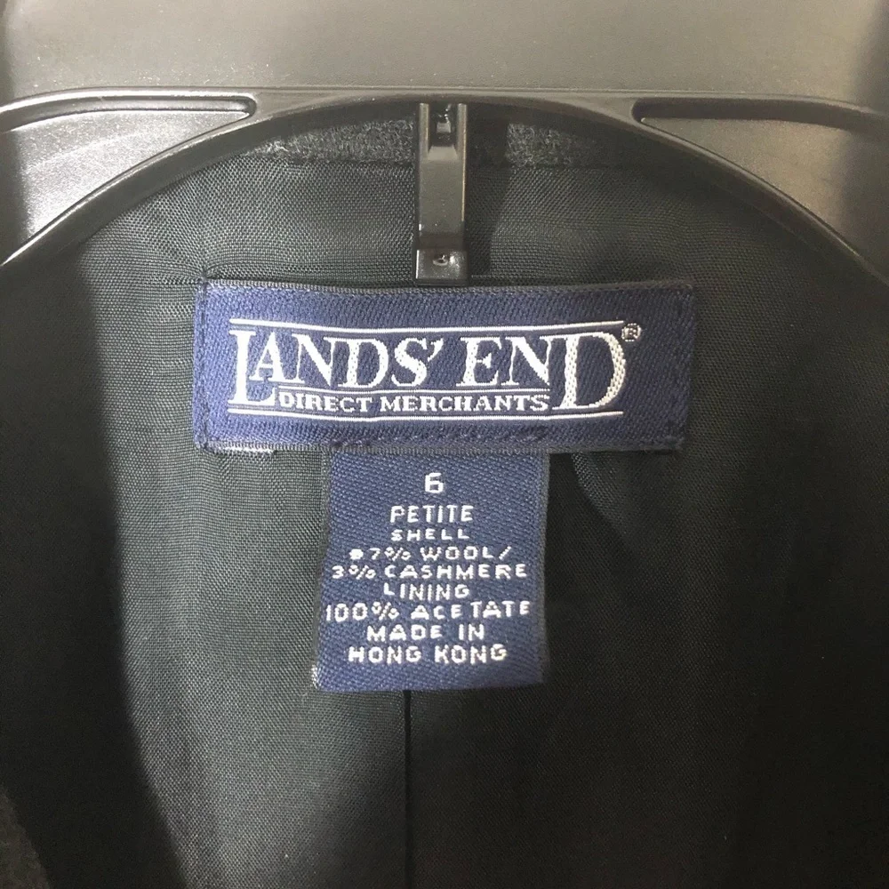Lands End Vintage Wool Cashmere Coat 6P